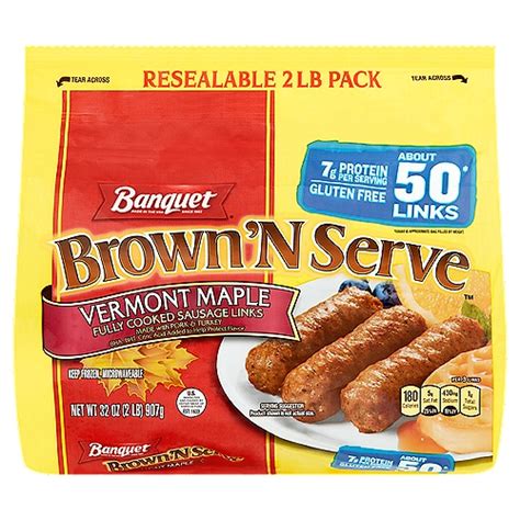 Banquet Brown N Serve Vermont Maple Fully Cooked Sausage Links 32 Oz