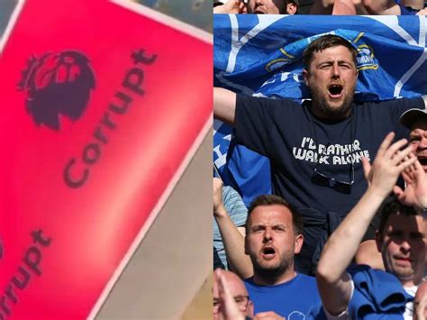 Watch Everton Fans Print 38k Premier League Corrupt” Placards For