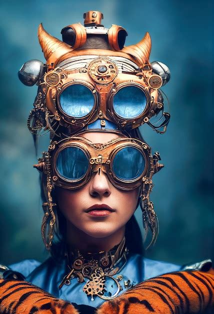 Premium Photo Steampunk Cat Woman With Glasses