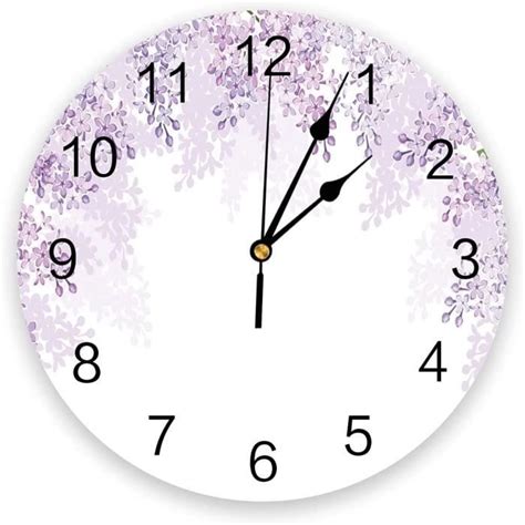 Horloges Murales Pour Salon Moderne Fleur Pourpre Blanc Salon Horloge