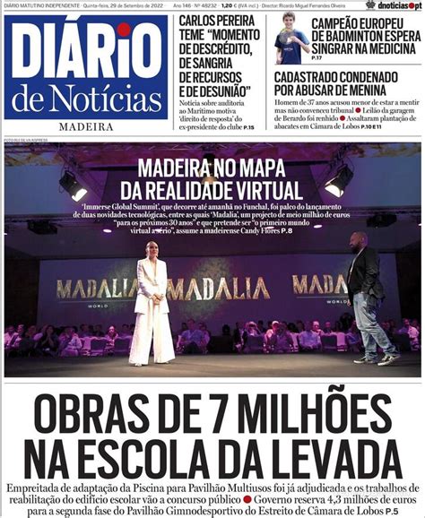 Capa Diário de Notícias da Madeira de 2022 09 29