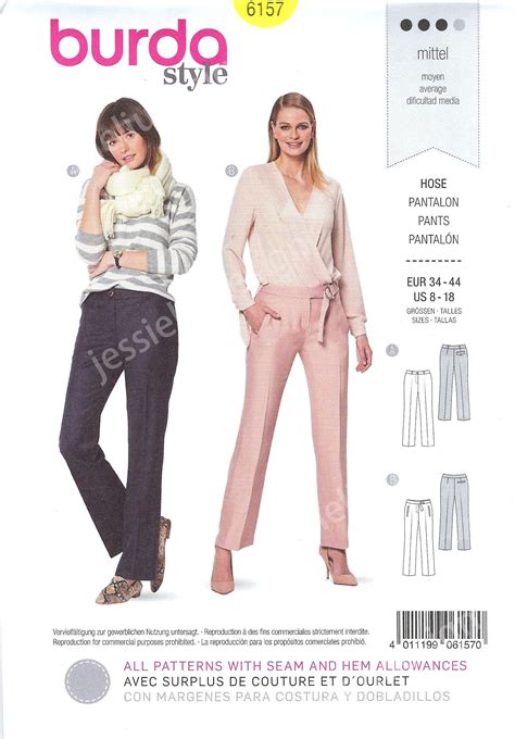 Uncut Burda Style Sewing Pattern 6157 Pants With Bag And Belt Etsy In