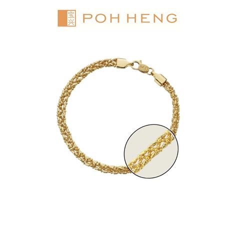 Poh Heng Jewellery 22k Gold Braided Bead Bracelet In Yellow Gold [price By Weight] Shopee