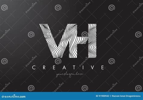 VH V H Letter Logo With Zebra Lines Texture Design Vector Stock Vector