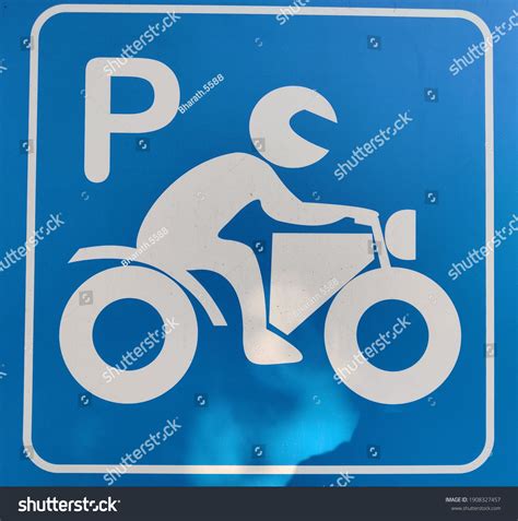 Parking Symbol Two Wheelers On Blue Stock Illustration 1908327457