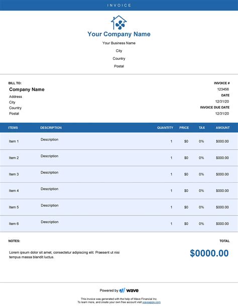 Hvac Invoice Template Wave Financial