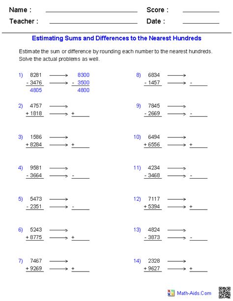 Rounding And Estimating Year 4