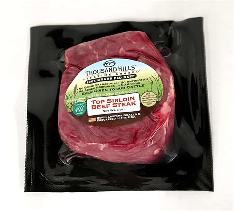 Grass Fed Beef Top Sirloin Steak 6 Oz Thousand Hills Lifetime Grazed