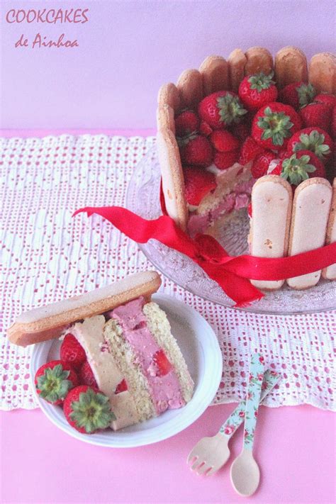 Cookcakes De Ainhoa Charlotte De Frambuesa Chocolate Blanco Y Fresa