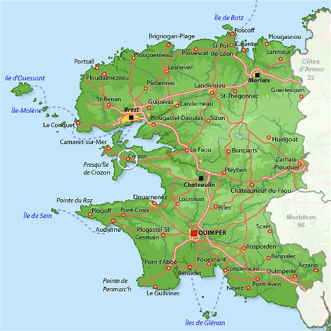 Crozon carte de France Archives - Voyages - Cartes