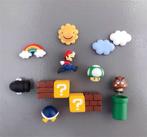 Super Mario 3d Fridge Magnet Set Video Game Lover Christmas Etsy