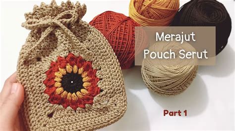 Pop Crochet Merajut Pouch Serut Part Crocheting Drawstring Pouch