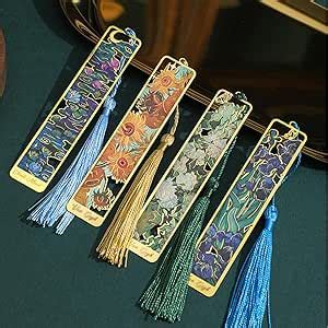 Pcs Metal Bookmarks With Tassels Hollow Flower Metal Bookmarks Oil