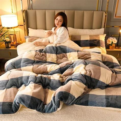 Plaid Super Thick Warm Blankets For Winter Autumn Milk Fleece Thicken