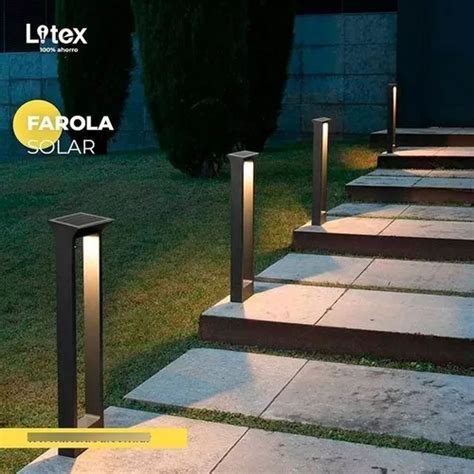 Farol Led Solar De Piso Tipo Columna Exterior Met Lico En Venta En