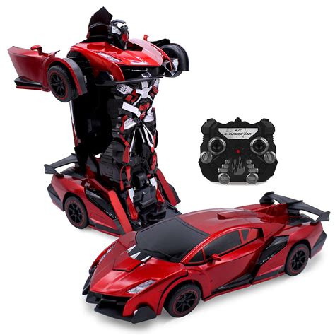 Kids Rc Toy Car Transforming Robot One Button Transformation Engine