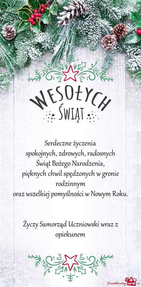 Pięknych chwil spędzonych w gronie rodzinnym oraz wszelkiej pomyślności