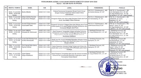 Pengumuman Jadwal Ujian Akhir Skripsi Semester Genap