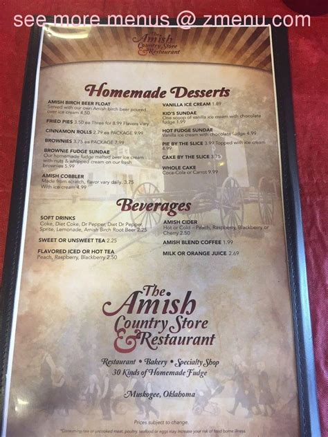 Menu at Amish Country Store & Restaurant, Muskogee