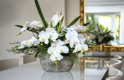 Dining Table Orchid Arrangement Preserved Floral Arrangements And Silk Flowers