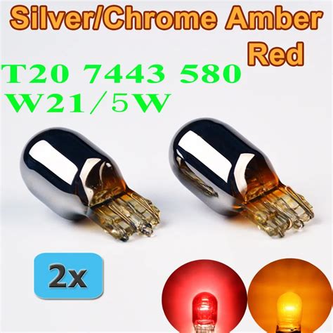 Flytop 2 Pieceslot W215w T20 580 Silver Chrome Amber Red Light