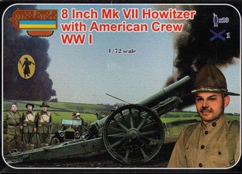 American WWI 8 Inch Mk VII Howitzer With Crew Model Do Sklejania