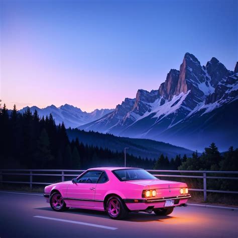 Premium AI Image | A pink car driving on road