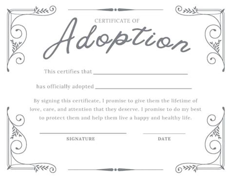 Digital Printable Adoption Certificate Vintage Etsy Canada