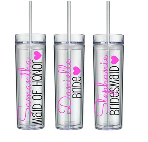 7 Skinny Personalized Bridesmaid Tumblers, Bridal Party Tumblers ...