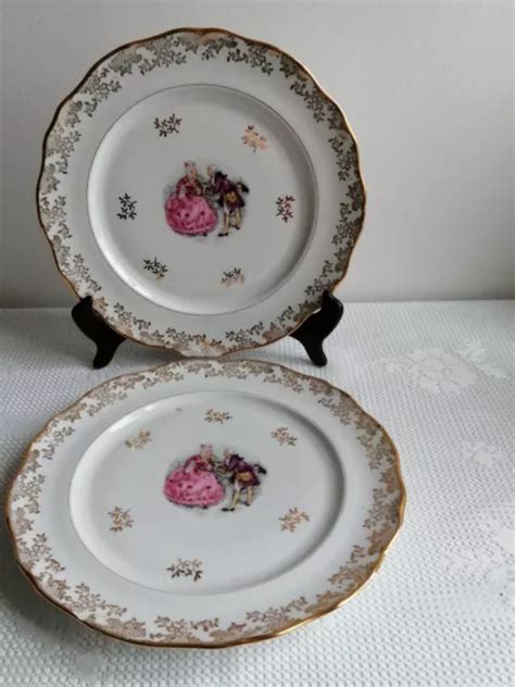 Anciennes Assiettes Plates En Porcelaine De Limoges Br Ch Es Pour