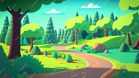 Premium AI Image | Cartoon background of forest landscape