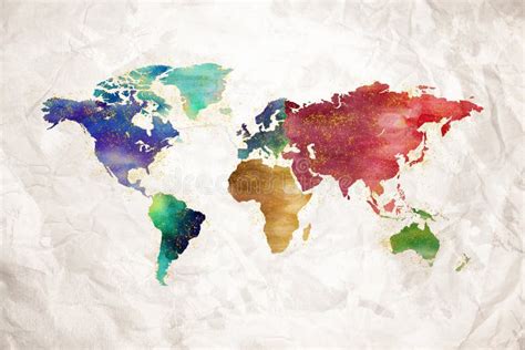 Conception Artistique De Carte Du Monde D Aquarelle Image Stock