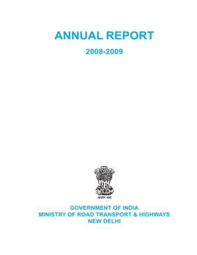 Annual Report Ministry Of Road Transport And Highways