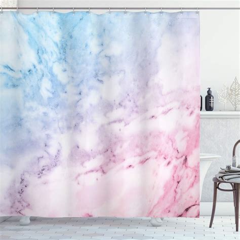 JOOCAR Marble Print Shower Curtain Pastel Toned Cloudy Crack Lines