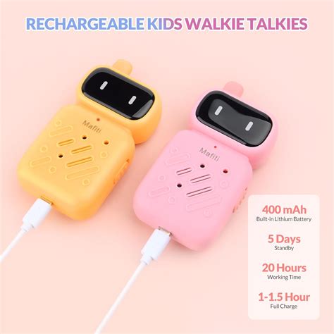 Mafiti Walkie Talkies recargables para niños paquete de 2 mini walkie