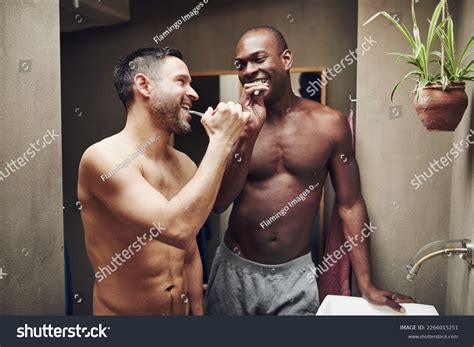Happy Shirtless Black White Gay Men Stock Photo Shutterstock