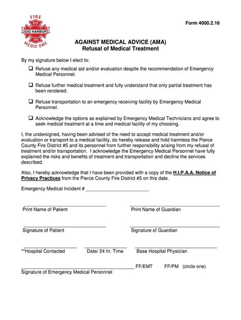 Refusal Of Treatment Form Pdf Fill Out And Sign Online Dochub