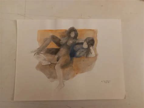 Dessin De Nu Original Sign Atelier B Bourrand Aquarelle Papier