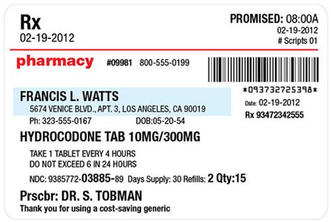 Prescription Label Hand Prop Room