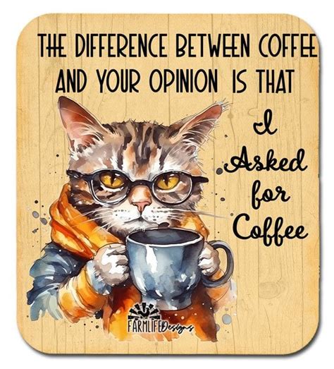 Cat and Coffee Refrigerator Magnet, 4x4.5 Cat Drinking Coffee, Coffee ...