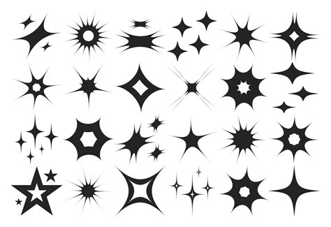 Retro Futuristic Sparkle Icons Collection Templates For Design