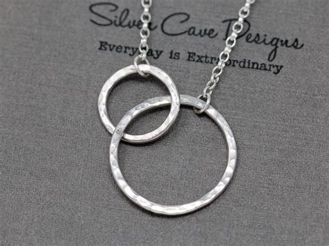 Sterling Silver Circle Necklace Interlocking Circles Necklace Sterling