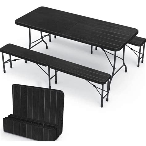 Ensemble Table Pliante Et Bancs Pliables Camping Cm Hdpe Places