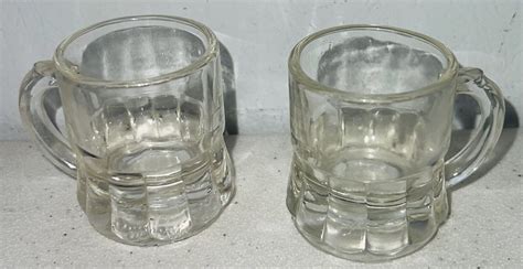 Set Of Vintage Federal Glass Mini Little Beer Mug Shot Glasses Ebay