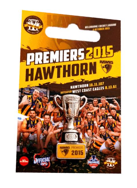 2021 Hawthorn Hawks AFL Premiers 2015 Pin Badge Victory Badges