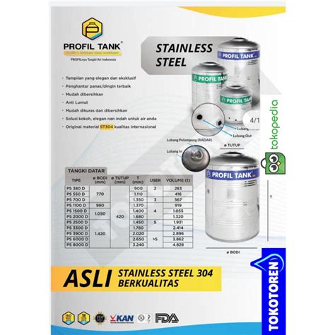 Jual Toren Tangki Air Stainless Profil Tank Ps Kaki Garansi