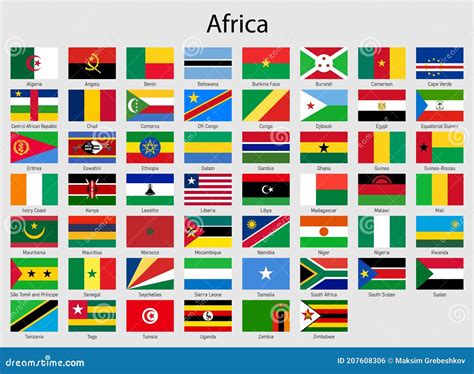 Flags African Countries All Africa Flagga Stock Illustrationer