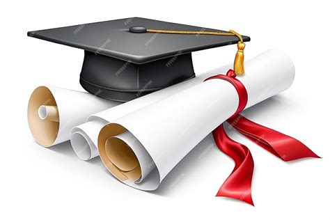 Premium Photo Graduation Cap And Diploma Scroll Isolated On White