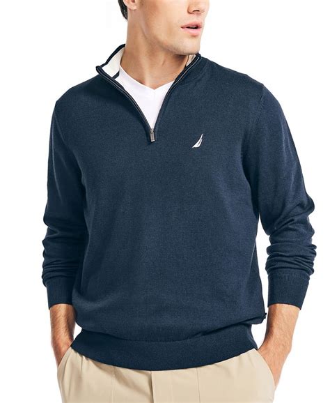 Nautica Mens Navtech Classic Fit Solid Quarter Zip Sweater And Reviews Sweaters Men Macys