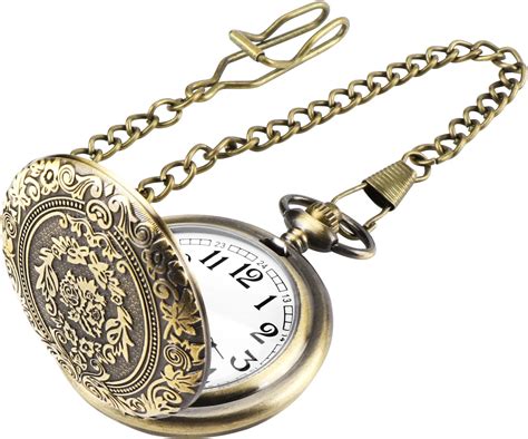 JSMTKJ Taschenuhr Vintage Taschenuhr Mit Kette Arabisch Ziffern Quarz